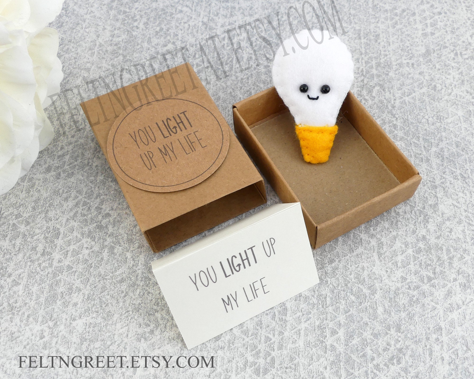 Matchbox Lightbulb Pun Gift, Cute Felt Lightbulb, Love Gift, Pun Gift ...
