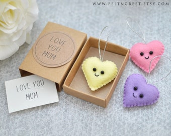 Cute heart Mothers Day Gift, Matchbox Love Heart & Card, mum gift, Love Gift, Felt Hearts, Mum Boyfriend Girlfriend Gift