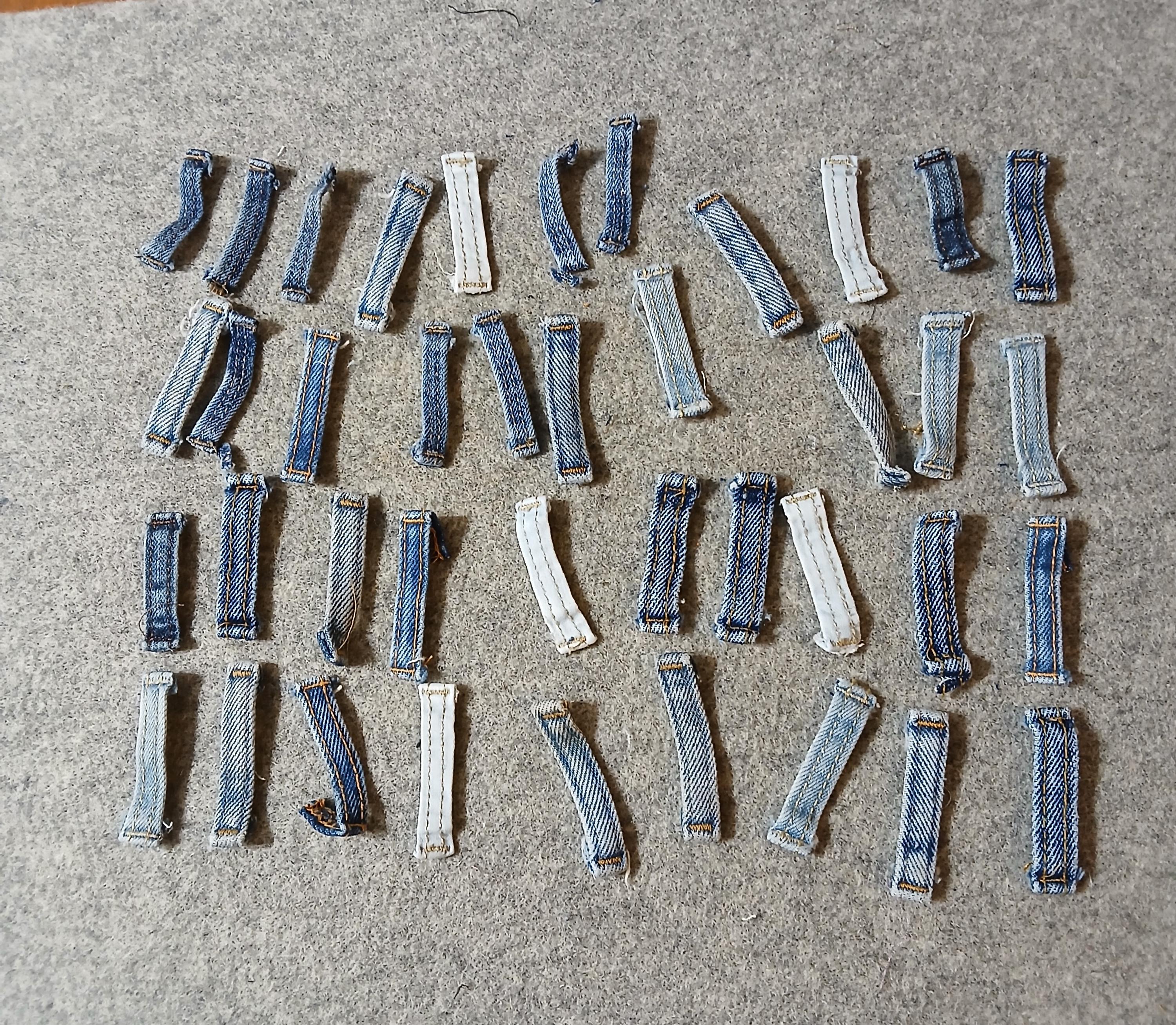 40 denim belt loops jeans recycled up-cycled jewelry sewing supplies