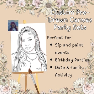 Custom Pre-Drawn Canvas for Sip & Paint Parties | Group Painting activity for Kids and Adults | Birthday, Friends or Family Activity