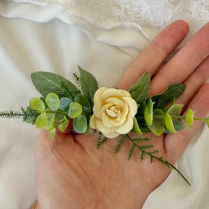Yellow flower barrette with paper rose and faux florals, rose hair clip, flower hair barrette, wedding hair clip, hair clips flower, unique