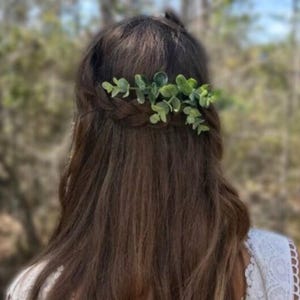 Set of 5 Handmade Hair Pins With High Quality Artificial Green Eucalyptus Leaves for Weddings, Brides, Bridesmaids, Bridal Party, Boho Women