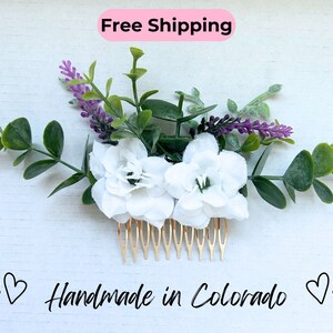 White Rose Floral Hair Comb, Wedding Headpiece, Bridal Hair Clip, Bride Jewelry, Greenery, Flower Hair Accessories for Women, Hair Wreath
