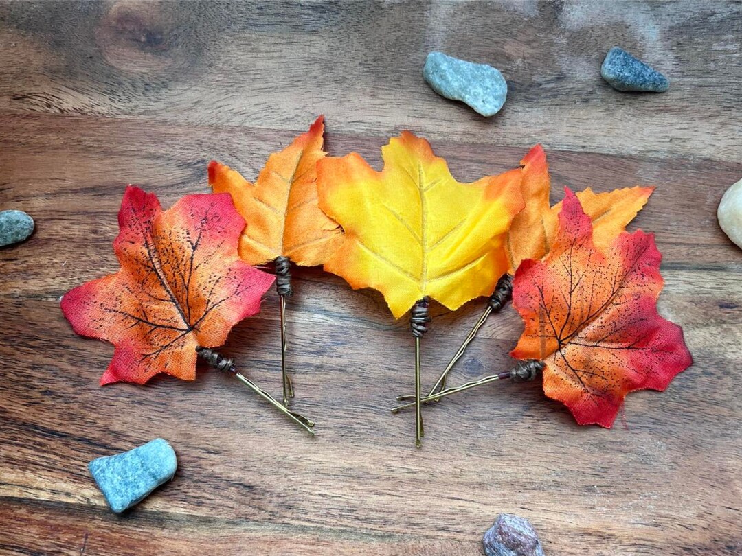 Fall Leaf Hair Pins, Maple Leaf Hair Pins, Leaf Hair Clips, Halloween ...