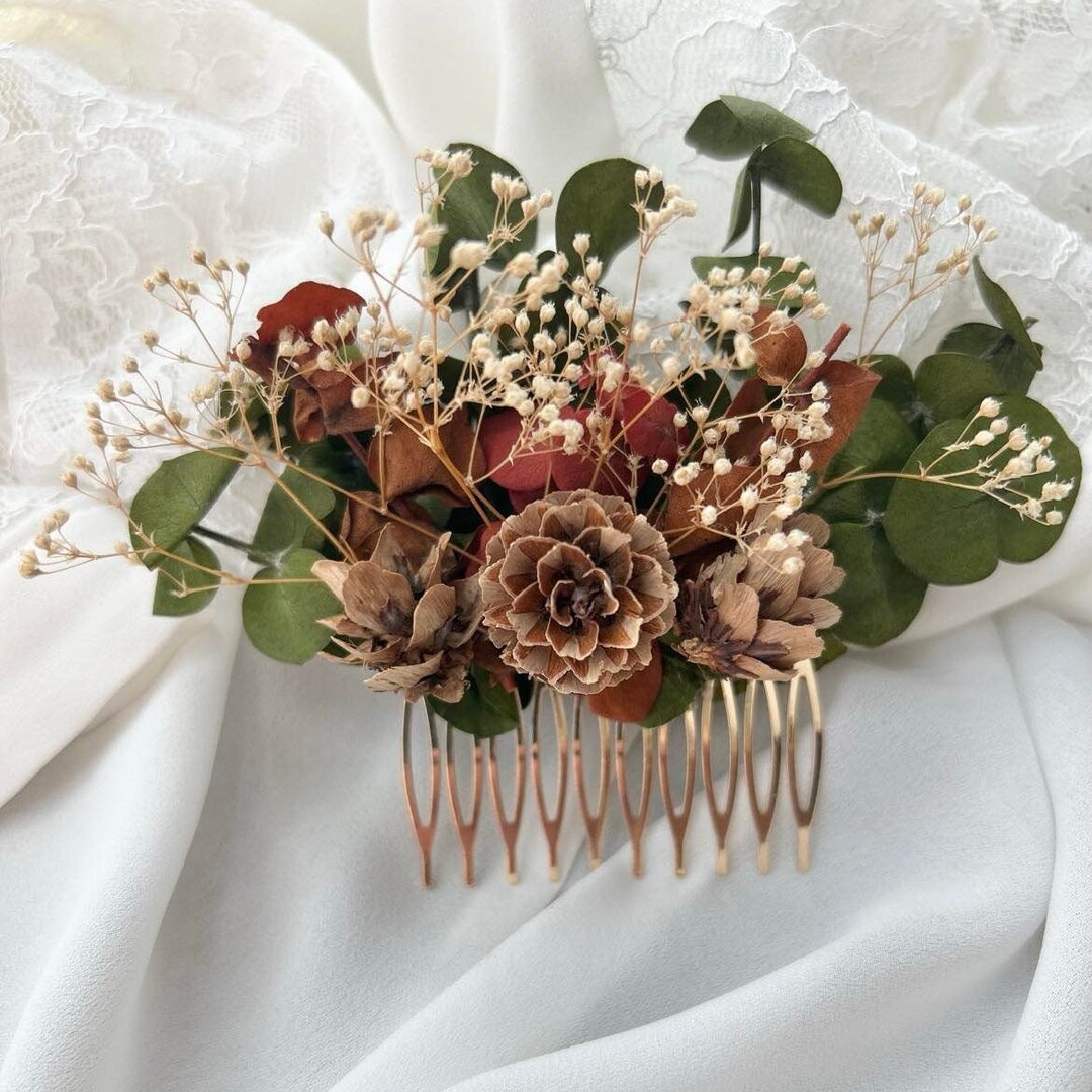 Handmade Boho Hair Comb for Brides Floral Red Flower Hair Accessories Woodland Amazon.com : Kercisbeauty Handmade Boho Hair Comb for Brides  main image 4