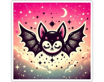 Whimsical Bat Sticker | Cute Halloween Vinyl Decal