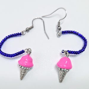 Ice Cream Cone Earrings: Fun Food Jewelry, Stainless Steel Wires