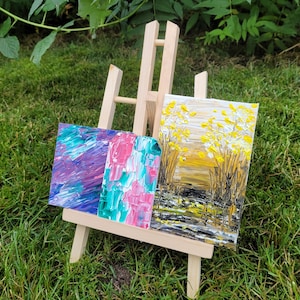 Mini peintures acryliques | Mini-peintures sur panneaux de bois | Mini toiles peintes | Petites peintures acryliques | Art abstrait | Mini-cadeaux artistiques
