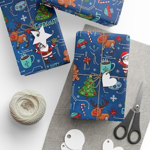 Geeky Christmas Wrap Circuit Board Gaming Paper Tech Gift Nerdy Design Computer Electronic Pattern Holiday Present Geek Wrapping Nerd Style