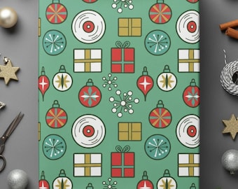 Mid-Century Modern Christmas Wrapping Paper, Retro Ornaments & Gifts, Atomic Holiday Gift Wrap Holiday Present Midcentury Modern Festive
