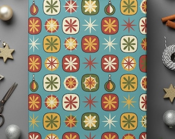 Midcentury Wrapping Paper Retro Design Holiday Gift Wrap Vintage Christmas Decoration Nostalgic Pattern Festive Theme Mid Century Modern Art