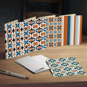 Retro-Muster Blanko-Variety Pack, Mid Century Modern inspiriert, Blanko-Karten für jeden Anlass, Multi-Design Blanko-Grußkarten (5er-Pack)