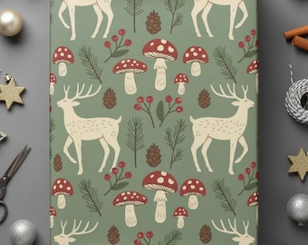 Woodland Animal Wrap Paper Design Forest Gift Packaging Rustic Nature Inspired Wildlife Theme Decor Cottagecore Present Wrapping Ideas