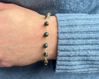 Bracelet en fil de fer artisanal fait main - Perles de 6 mm