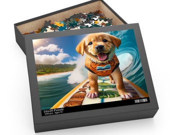 Surf Pups! Surfing Labrador Puppy Puzzle 2 - (120, 252, 500-Piece)