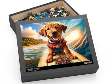 Surf Pups! Surfing Labrador Puppy Puzzle 9 - (120, 252, 500-Piece)