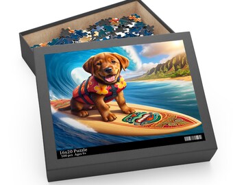 Surf Pups! Surfing Labrador Puppy Puzzle 11 - (120, 252, 500-Piece)