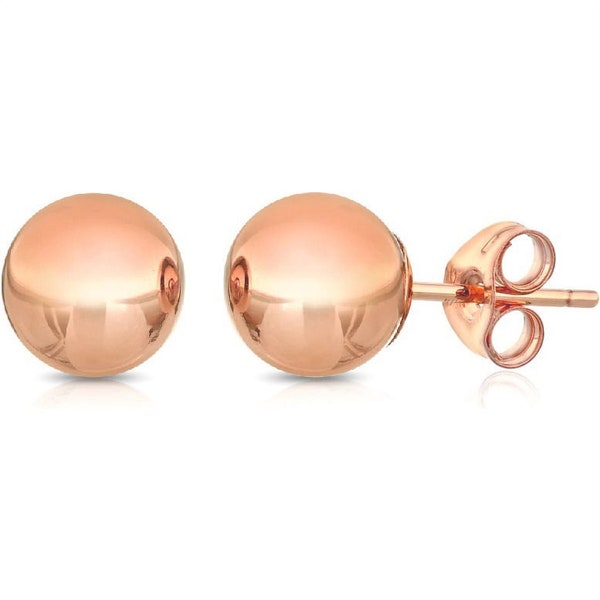 14k Rose Gold Ball Earrings 3mm 4mm 5mm 6mm 7mm 8mm Genuine 14k Gold Butterfly Backs