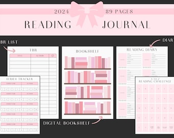 2024 Digital Reading Journal Diary and Book Tracker PINK