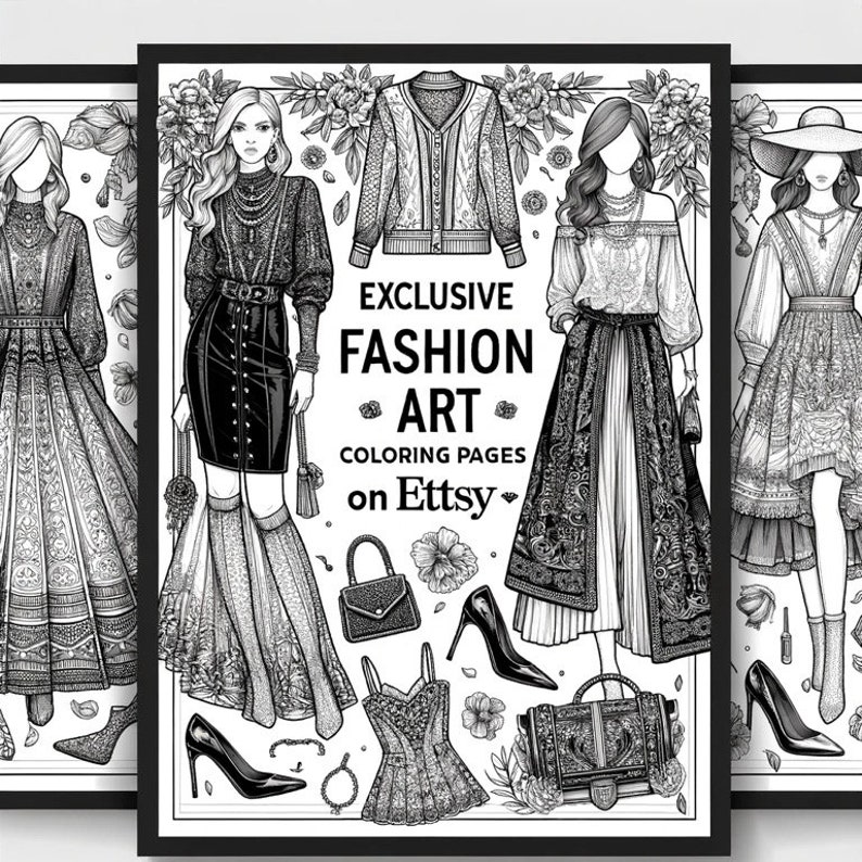 Fashion Coloring Book for Adults Exclusive and Elegant Designs ...