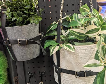 Leather and Chain Plant Hanger - adjustable size!