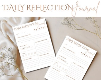 Daily Reflection Journal | Self Care Journal | Wellness Self Reflection Journal Boho Neutral