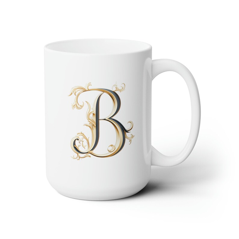 2D Letter B Monogram Mug Custom White Coffee Mug Customized Mug Unique