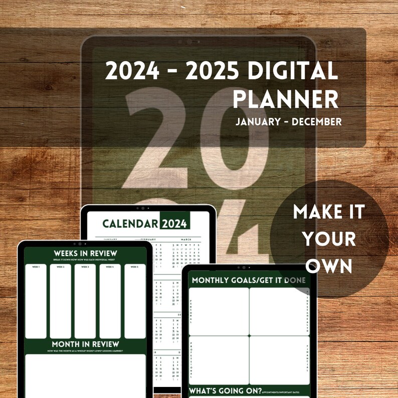 Digital Planner 2024 2025 Full Calendar Year Goodnotes Notability Canva