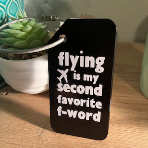 Volar es mi segunda palabra f favorita Etiqueta de equipaje de aluminio