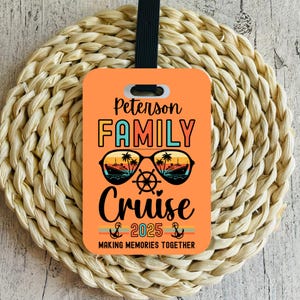 Personalized Tropical Cruise Luggage Tag: Faux Leather Beach Vacation Bag Tag