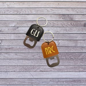 Personalized Faux Leather Bottle Opener Keychain: Groomsmen Gift