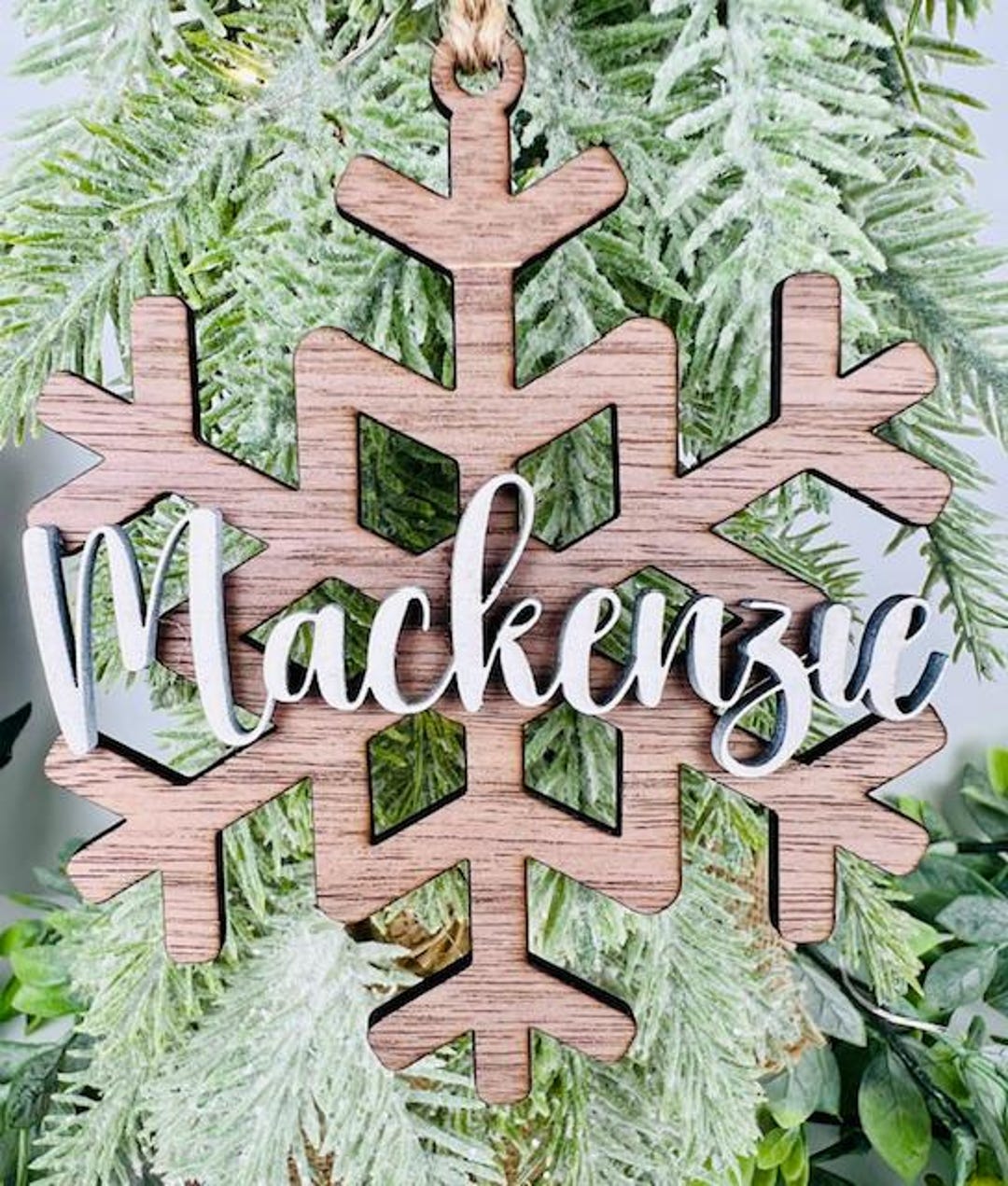 Personalized Wood Christmas Ornament, Laser Cut Snowflake, Custom Name ...