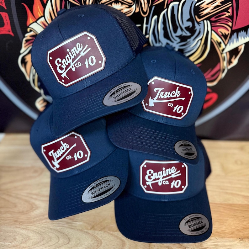 Fire Department Hat | Custom Leather Patch, Firefighter Gift, Station Gear, Firefighter Hat, Ladder Engine Rescue Squad Company image 3