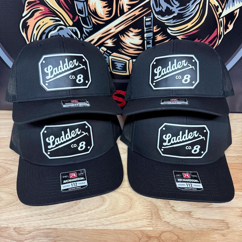 Fire Department Hat | Custom Leather Patch, Firefighter Gift, Station Gear, Firefighter Hat, Ladder Engine Rescue Squad Company image 6