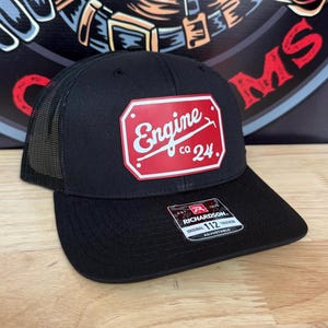 Gorra de bomberos / Parche de cuero personalizado, regalo para bomberos, equipo de estación, gorra de bombero, equipo de rescate de la compañía Ladder Engine