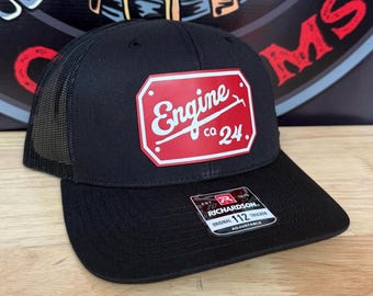 Fire Department Hat | Custom Leather Patch, Firefighter Gift, Station Gear, Firefighter Hat, Ladder Engine Rescue  Squad Company