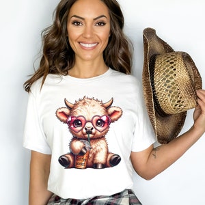 Cute Highland Cow PNG, Sublimation Design, Coffee Addict Clipart, Cow Digital Image, Western PNG, T-Shirt Design, Instant Download Png, DTF