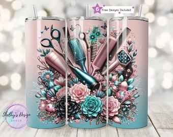 Hairdresser Seamless 20oz Tumbler Wrap Hairstylist Tumbler Sublimation, Hair Boss Tumbler Designs Hair Hustler Tumbler PNG, Digital file