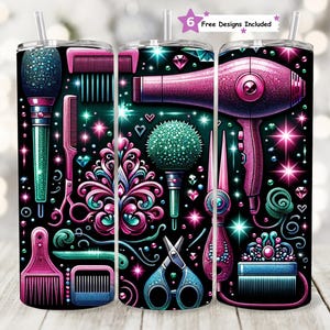 Hairstylist Seamless 20oz Tumbler Wrap Hairdresser Tumbler Sublimation, Hair Boss Tumbler Designs Hair Hustler Tumbler PNG, Digital file