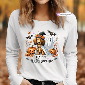 Happy Halloweenie Dachshund PNG, Dog Mom Gift, Dachshund Lover, Halloween Gift, Wiener Png, Sausage Dog Png Doxie, Halloween Pumpkin