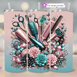Hairdresser Seamless 20oz Tumbler Wrap Hairstylist Tumbler Sublimation, Hair Boss Tumbler Designs Hair Hustler Tumbler PNG, Digital file