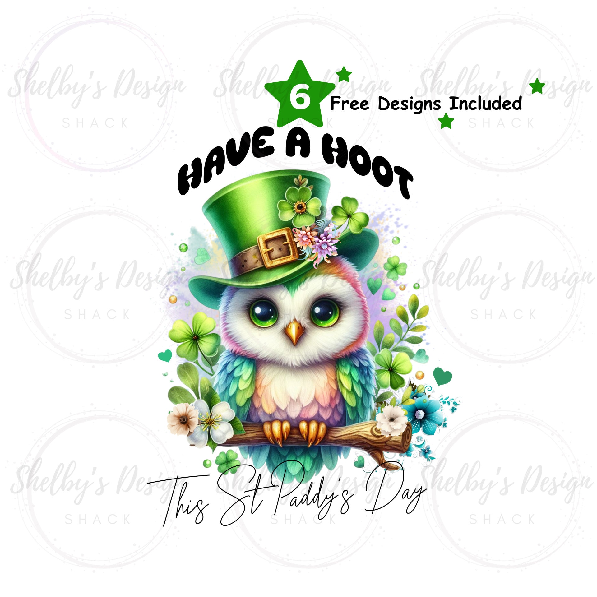 St Patricks Day Cute Owl PNG Sublimation and Print Design,  Have A Hoot Printable PNG Digital Downlo