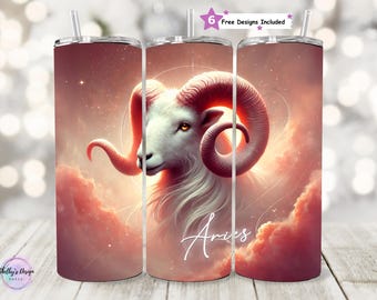 Ram dierenriem naadloze 20oz beker wrap hemelse png-ontwerp, astrologie naadloze mager beker sublimatie ontwerp, png digitale download