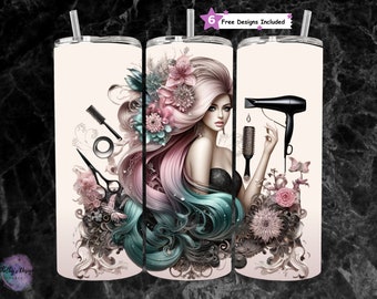 Glam Hairdresser Seamless 20oz Tumbler Wrap Hairstylist Sublimation, Hair Boss Tumbler Designs Hair Hustler Tumbler PNG, Digital file