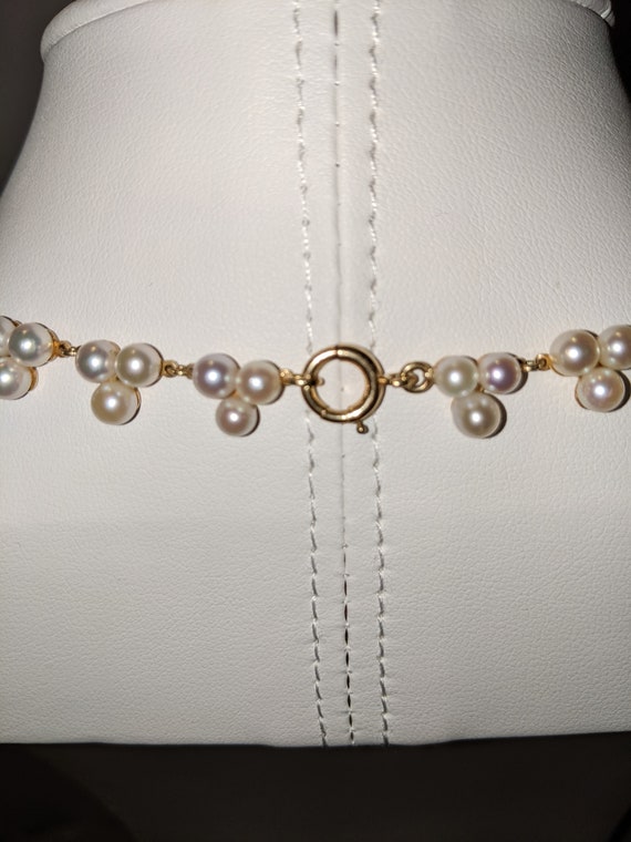 14k gold vintage beautiful pearl necklace choker … - image 4