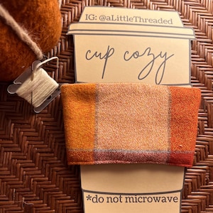 Soft flannel cup cozy with insulation; coffee or tea; hot or cold beverages