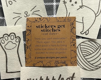 Patrones de bordado de gatos Stick & Stitch: 5 diseños para amantes de los gatos