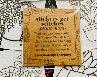 Paquete de patrones de bordado Stick & Stitch: 5 diseños de plantas de interior