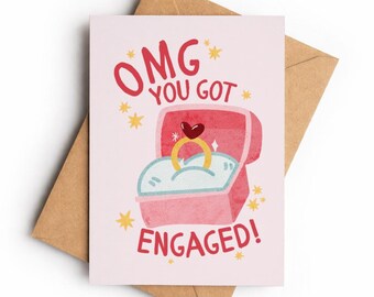 OMG You Got Engaged Card, Proposal Celebration Greeting, Ring Box Design