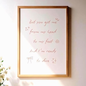 Dive Olivia Dean Art Print - Soft Blush Handwritten Quote Print